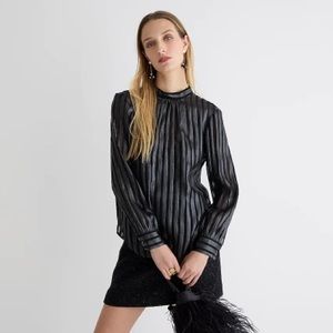 J. Crew Metallic Chiffon Mockneck Top Size L NWT